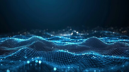 Poster - An abstract digital data background in 4K, with a plexus technology theme, using low polygons, lines, and dots to illustrate network data and communication.