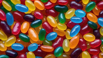 Wall Mural - A vibrant assortment of jelly beans in various colors, perfect for snacking or decoration.