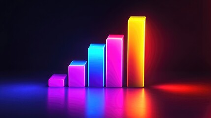 Poster - A futuristic D bar graph with glowing edges and vibrant colors, set in a digital environment, representing advanced analytics and data visualization.