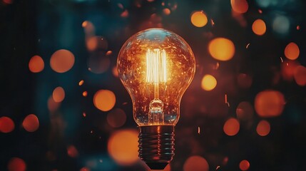 Poster - A light bulb turning on in slow motion, with the filament glowing to life, surrounded by a dark background, representing the moment of inspiration.