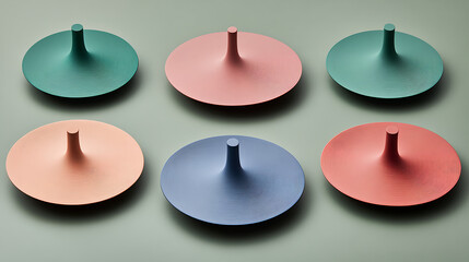 Poster - Spinning tops showcase studio 3d render minimalist aesthetic appeal
