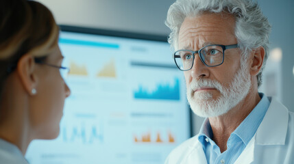 Aufkleber - doctor explaining medical data to colleague in modern clinic