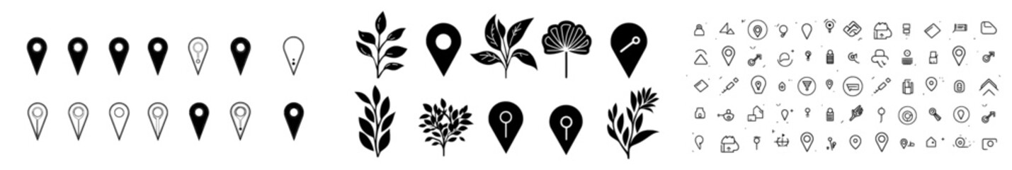 Poster - A set of location map pin icons isolated on a white background.