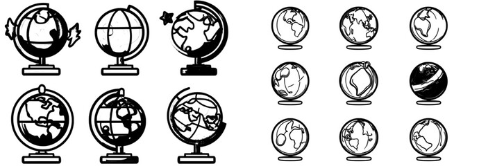 Poster - isolated set of cartoon globes on a white background