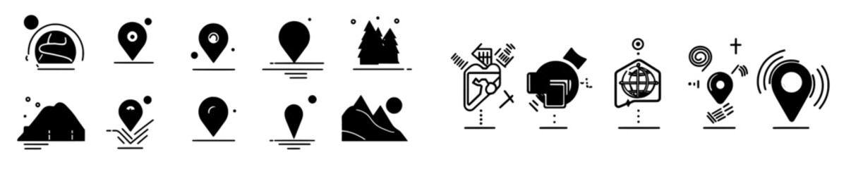 Poster - Isolated location pin symbol sign on a transparent background, featuring modern flat map icons.