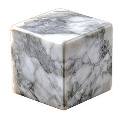 Poster - Marble cube on a solid black background showcasing unique textures and patterns in modern design isolated on transparent background.