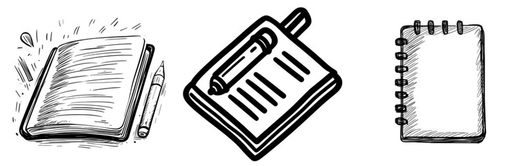 Poster - A black-and-white image displays a book with a spiral binding