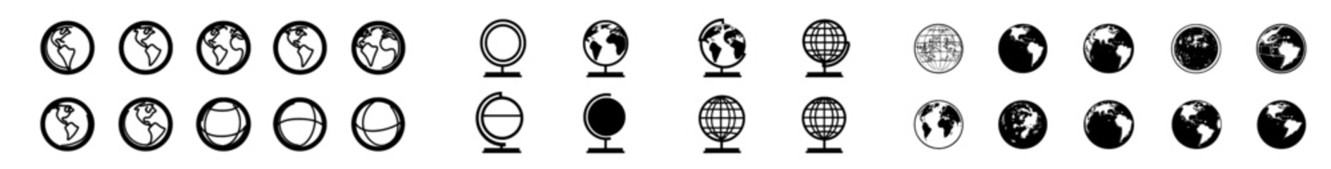 Poster - collection of internet-themed outline clipart symbols, including a globe, a doodle, and a hand-drawn
