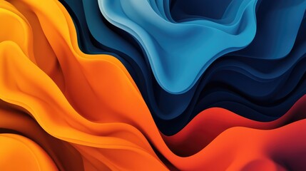 Poster - A soft gradient abstract background transitioning from deep blues to bright oranges, evoking feelings of calm and warmth, ideal for modern design applications.