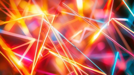 Poster - Vibrant neon lines cross each other at sharp angles, forming a captivating tapestry of colors. Set against a dark backdrop, the glowing pathways suggest movement and energy