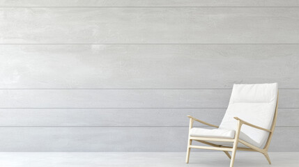 Aufkleber - Minimalist white chair against soft gray wall, creating serene atmosphere