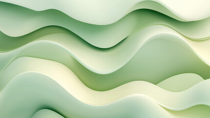 Leinwandbilder - Soft green wallpaper with abstract shapes creating calming atmosphere. Ideal for modern interiors and design projects