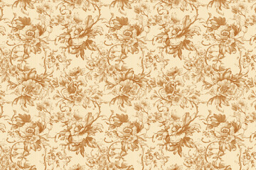 Poster - Floral Toile Tapestry Pattern. Vintage botanical wallpaper pattern. Background image. Created with Generative AI technology