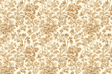Poster - Floral Toile Tapestry Pattern. Vintage botanical wallpaper pattern. Background image. Created with Generative AI technology