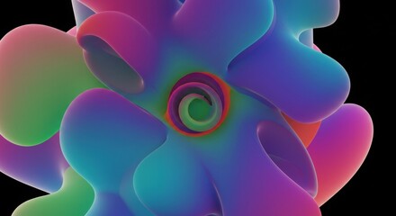 Poster - Abstract Psychedelic Flower: A mesmerizing abstract flower composed of vibrant, swirling, and morphing gradients evokes a psychedelic, hypnotic, and dreamlike effect.
