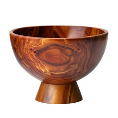 Wooden bowl with a natural wooden base on a neutral background showcasing craftsmanship and design isolated on transparent background.