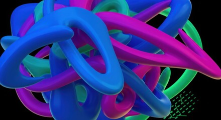Poster - Abstract Swirl of Color: A mesmerizing abstract artwork featuring vibrant, intertwined shapes in shades of teal, fuchsia, and purple, creating a dynamic and visually engaging composition.  