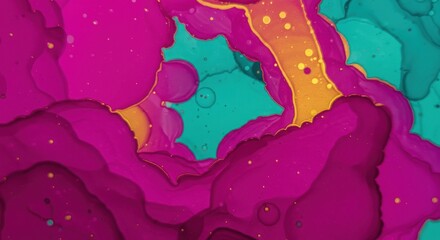Poster - Abstract Swirl of Color: A mesmerizing abstract artwork featuring vibrant hues of fuchsia, teal, and gold swirling together in a dynamic, organic pattern.