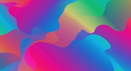 Poster - Fluid Rainbow Abstract: An image of vibrant, flowing colors creating an abstract landscape of smooth, dynamic shapes.  The interplay of pink, blue.