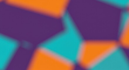 Poster - Abstract Geometric Blur: A mesmerizing blend of vibrant hues in a captivating abstract design, featuring a blurred background of interlocking geometric shapes in shades of teal, orange, and purple.  