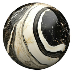 Poster - Marble ball featuring a distinctive black and white swirling pattern on a solid background isolated on transparent background.