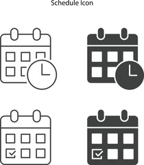 Poster - schedule outline icon and glyph, including Time and date icon, concept editable stroke outline icons set flat vector illustration. 