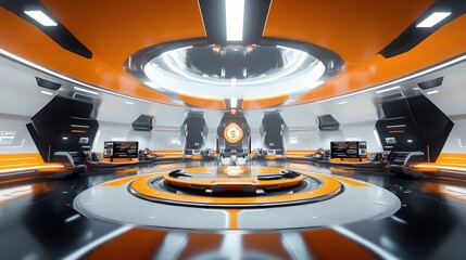 Aufkleber - Futuristic Cryptocurrency Exchange Control Room Design