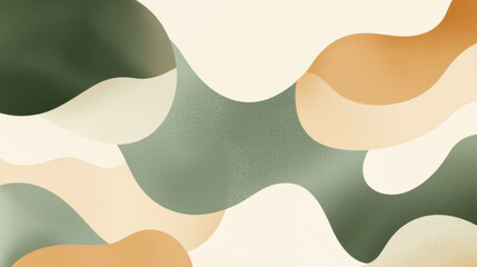 Leinwandbilder - Abstract shapes in earthy tones create soothing background with green and orange hues, perfect for design projects