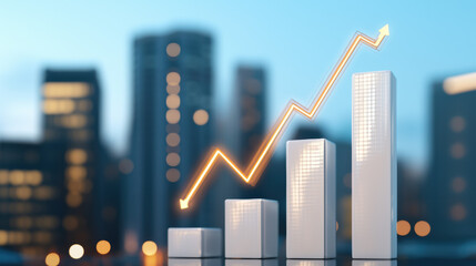 Poster - Increasing financial growth represented by bars and line graph