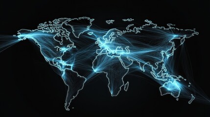 Aufkleber - Global Network Connections Illuminated World Map