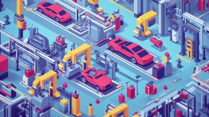 Poster - Automated Car Manufacturing Assembly Line Process