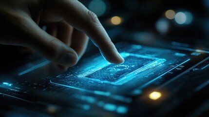 Poster - Finger Interacting With Futuristic Tablet Interface