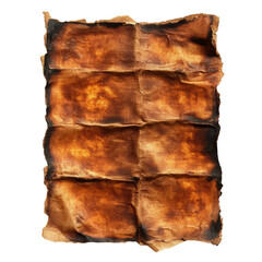 Poster - Brown leather piece on black background showcasing texture and color contrast isolated on transparent background.