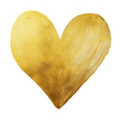 Leinwandbilder - A hand painted gold heart shape on a white background shows texture and brush strokes.