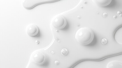 Leinwandbilder - Smooth white texture with glossy bubbles and abstract shapes, creating serene and clean aesthetic