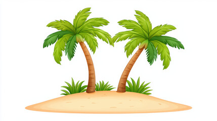 Poster - Isolated island with palm trees and sandy beach, evoking tropical paradise