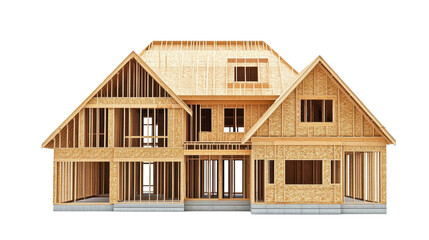 New framing construction of house isolated on white background