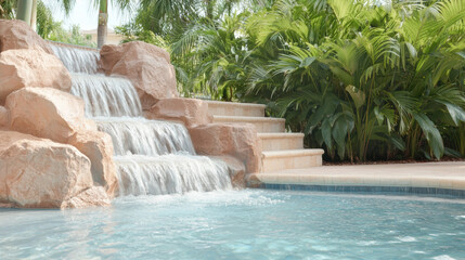 Poster - Serene waterfall cascading into tranquil pool surrounded by lush greenery