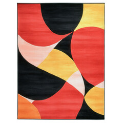 Poster - Abstract painting featuring bold red yellow and black colors in dynamic swirling patterns isolated on transparent background.