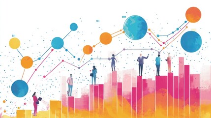 Poster - Business Growth Visualized With Colorful Abstract Charts
