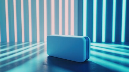 Aufkleber - Blue rectangular object in a neon light room
