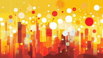 Poster - Abstract Cityscape with Bright Orange and Yellow Hues