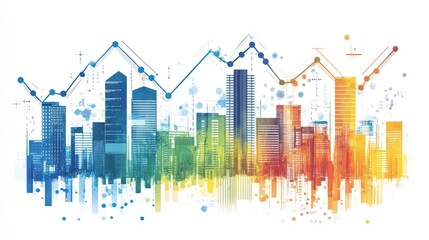 Poster - Abstract Cityscape Representing Growth and Data Analysis