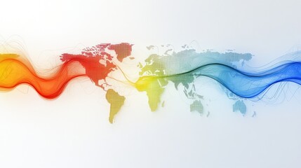 Poster - Global Network Connections Flowing Across World Map