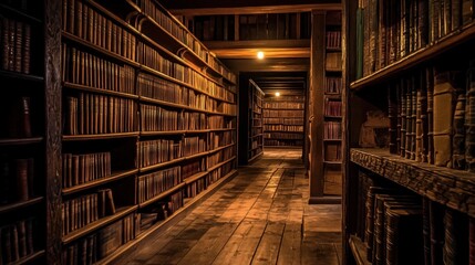 Aufkleber - Ancient Books Line A Long Dark Hallway