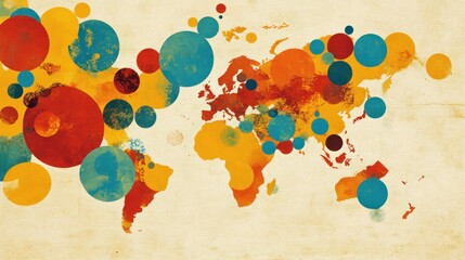 Poster - Abstract World Map with Colorful Overlapping Circles