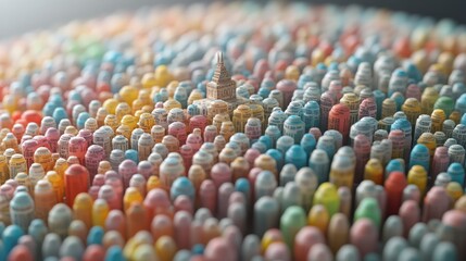 Aufkleber - Miniature Cityscape Diverse Buildings Colorful Design