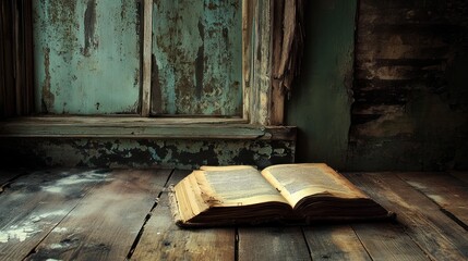 Aufkleber - Antique Book Rests Near A Rustic Window
