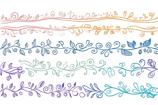 Calligraphic decorative elements with lines