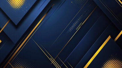 Poster - This stylish abstract metallic background features a sleek design with geometric shapes in blue and gold, perfect for modern digital projects and presentations.